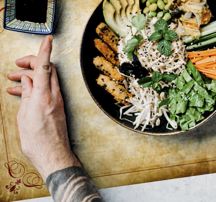 Moderne placemat kom met verse ingrediënten - TenStickers