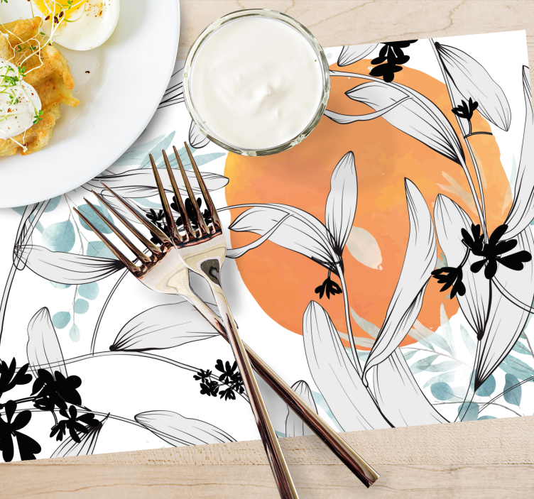 Moderne placemat met bloem geïnspireerd accent - TenStickers