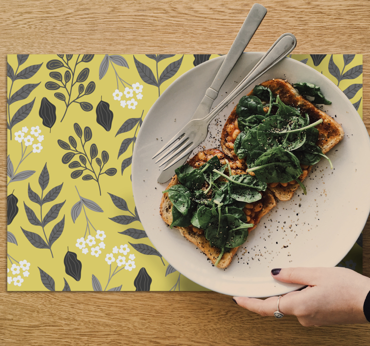 Moderne placemat met bloemig geel motief - TenStickers