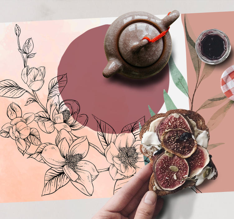 Moderne placemat met bloemig minimalistisch accent - TenStickers