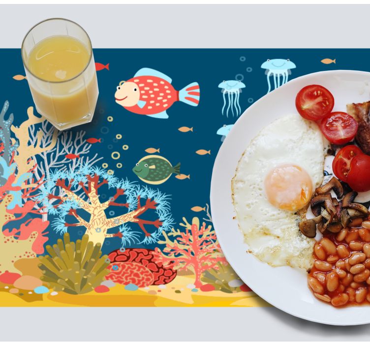 Moderne placemat onderwater koraalscene - TenStickers