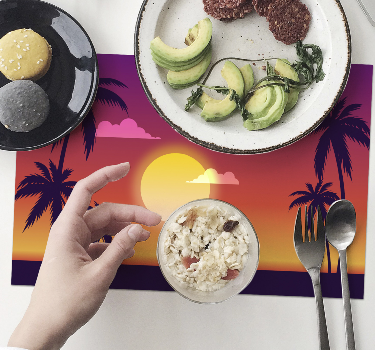 Moderne placemat tropische zonsondergang scene - TenStickers
