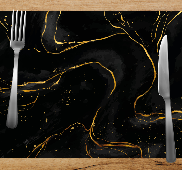 Moderne placemats Zwart en gouden marmer - TenStickers