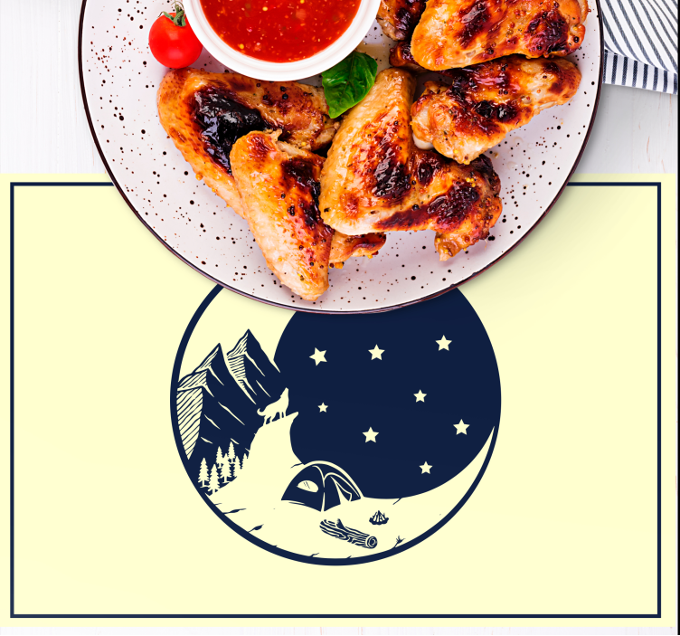 Originele placemat bergcamping scene - TenStickers