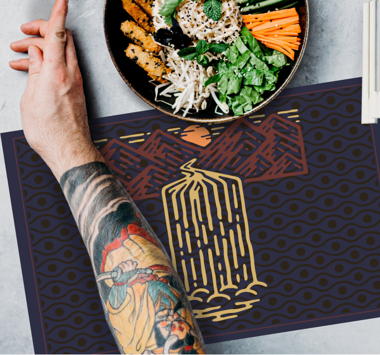 Originele placemat bergwaterval scène - TenStickers