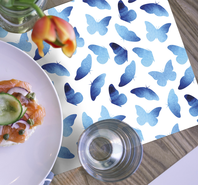 Originele placemat blauwe vlinder patroon - TenStickers