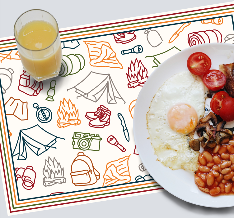 Originele placemat camping avontuur iconen - TenStickers