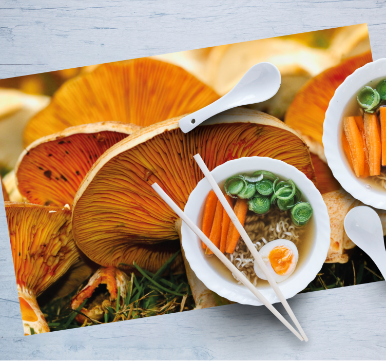 Originele placemat champignons met ramen - TenStickers