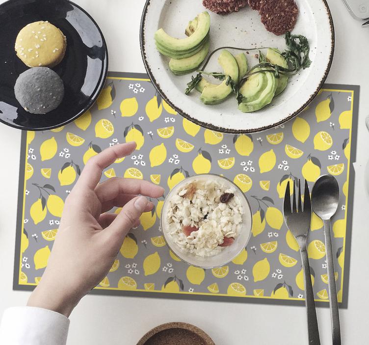 Originele placemat citroenen patroon tafelsetting - TenStickers