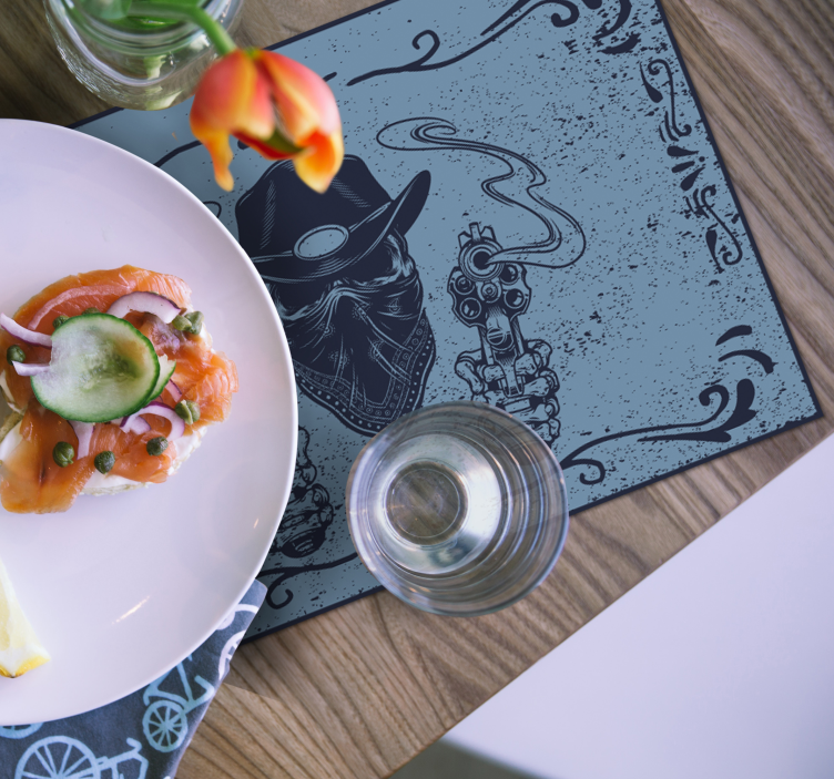 Originele placemat cowboygezicht met wapens - TenStickers