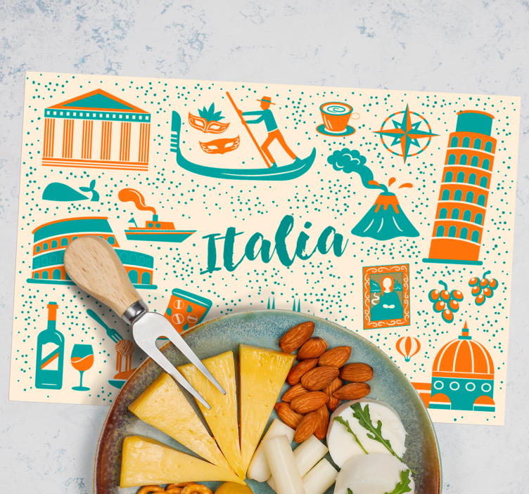 Originele placemat culinaire italiaanse scene - TenStickers