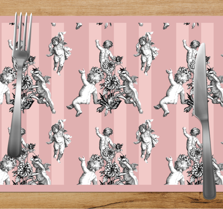 Originele placemat engeltjes met bloemen - TenStickers