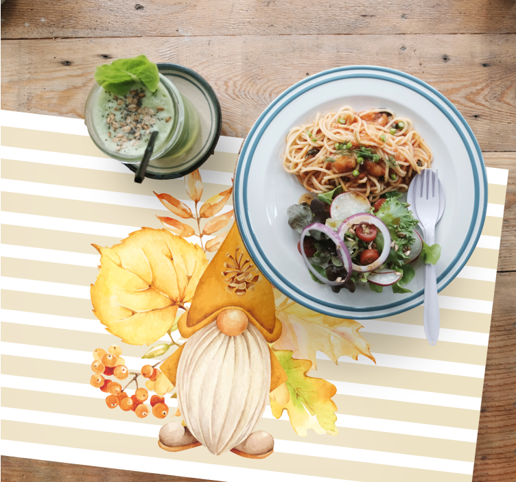 Originele placemat gnoom met herfstbladeren - TenStickers