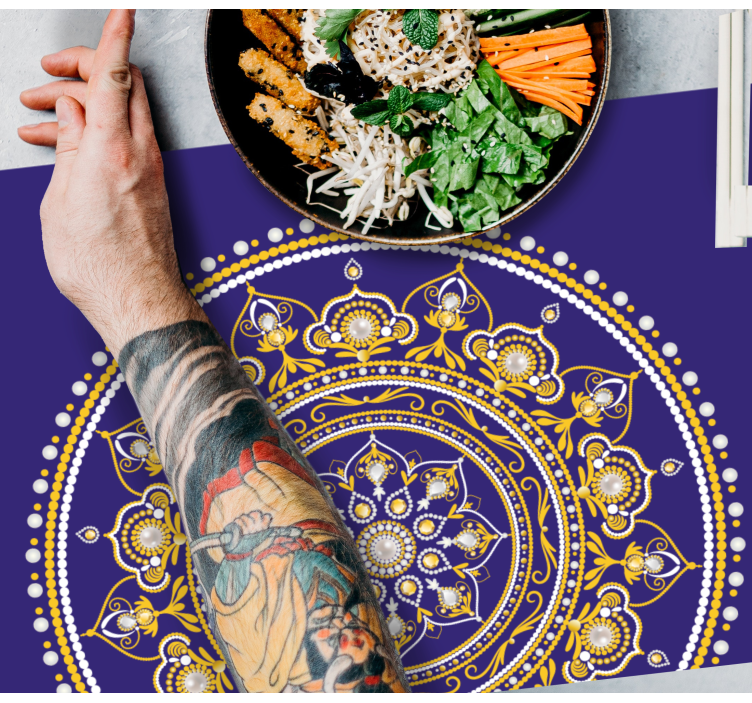 Originele placemat intricate gouden mandala - TenStickers
