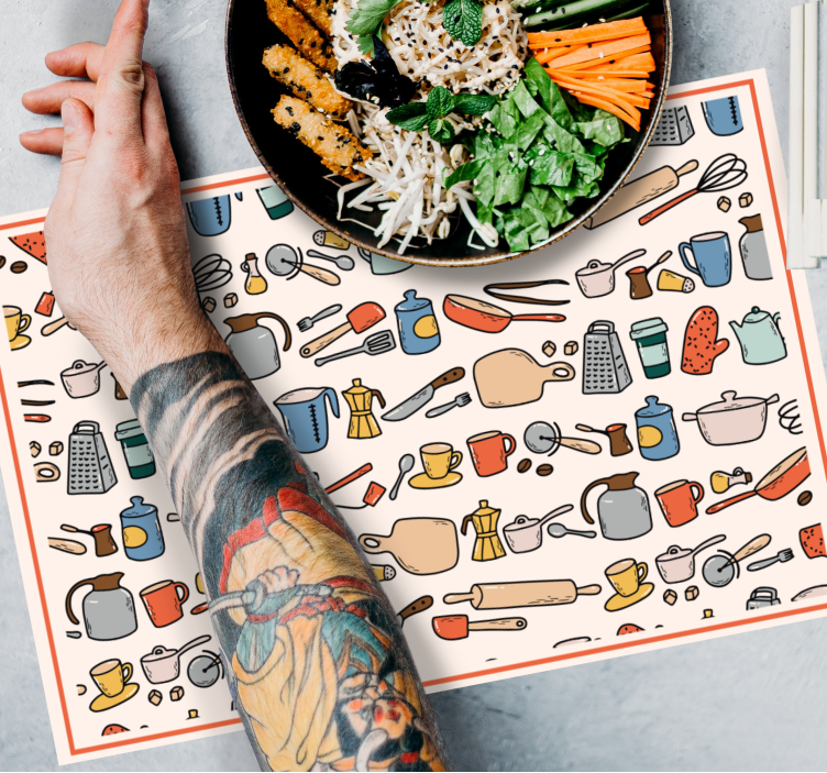Originele placemat keukengerei assortiment - TenStickers