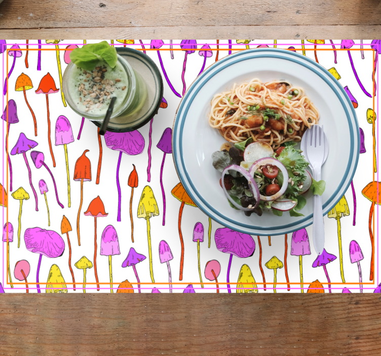 Originele placemat kleurrijk paddenstoelenpatroon - TenStickers