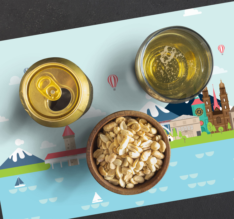 Originele placemat kleurrijk stadslandschap scene - TenStickers