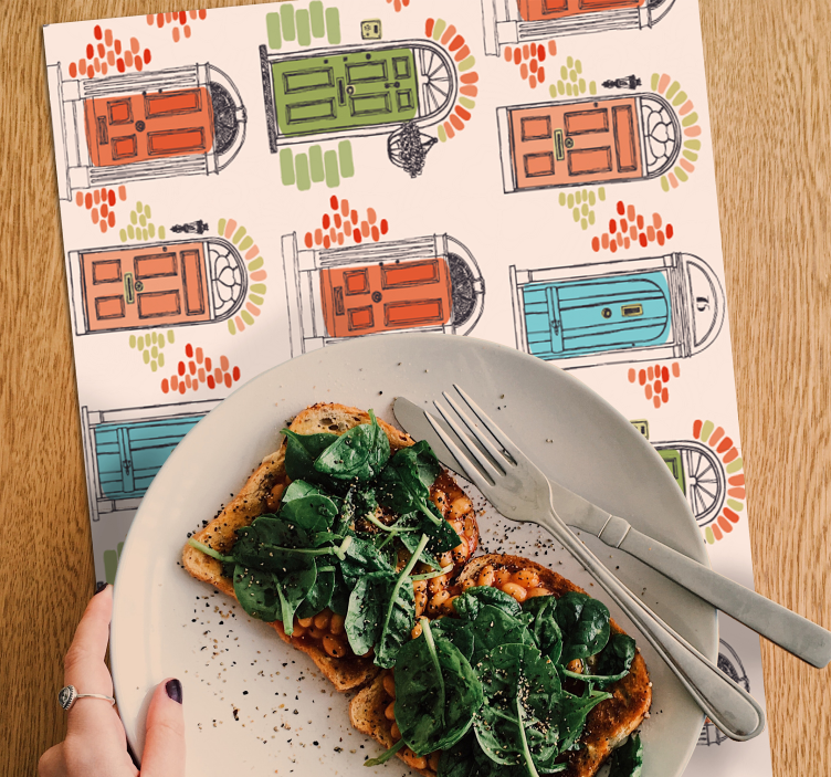 Originele placemat kleurrijke deurpatronen - TenStickers