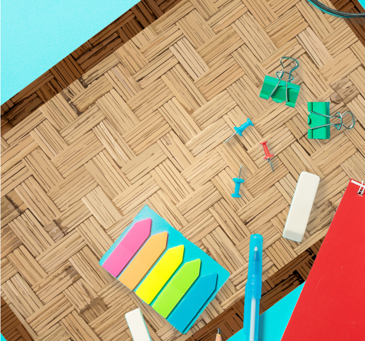 Originele placemat kleurrijke kantooraccessoires - TenStickers