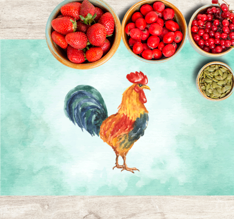 Originele placemat kleurrijke kip illustratie - TenStickers