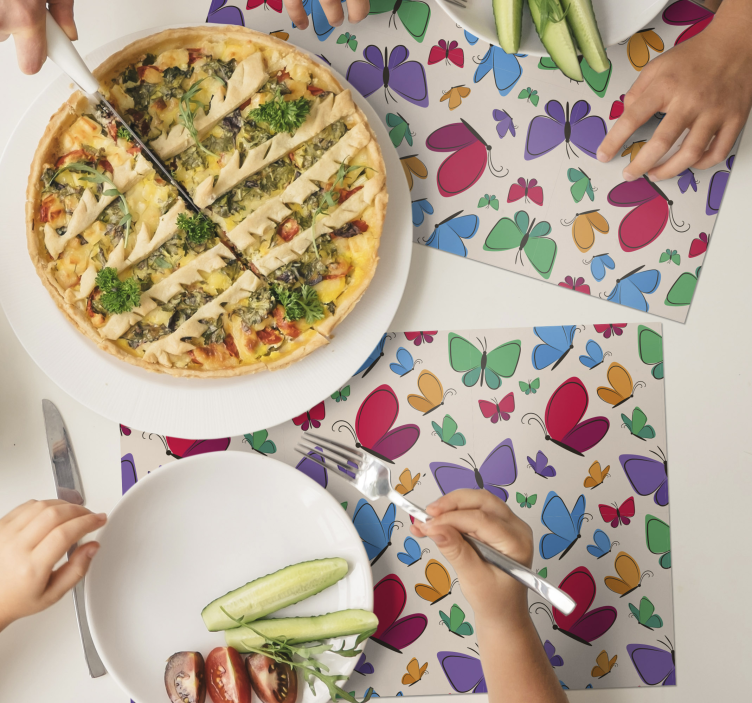 Originele placemat kleurrijke vlinder arrangement - TenStickers