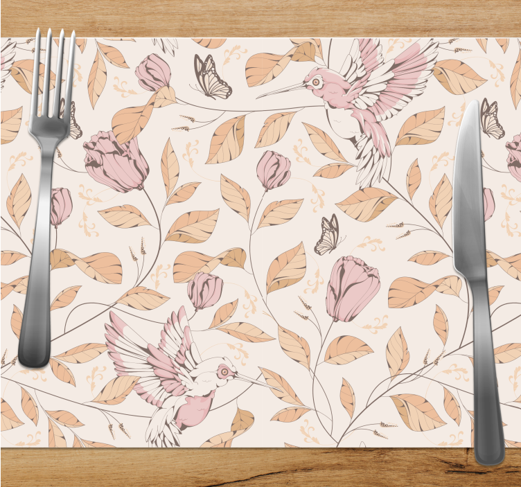 Originele placemat kolibrie bloemenpatroon - TenStickers