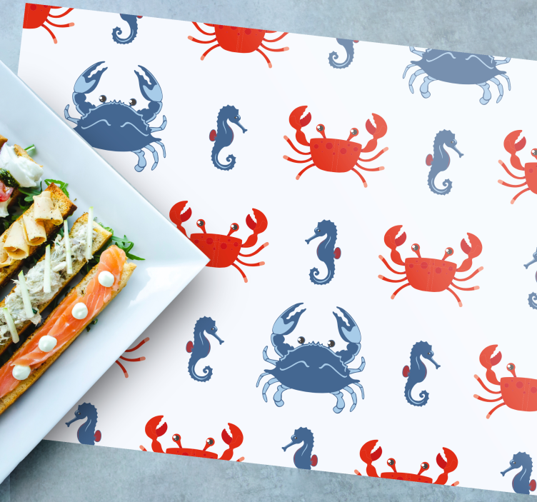 Originele placemat krab en zeepaard patroon - TenStickers