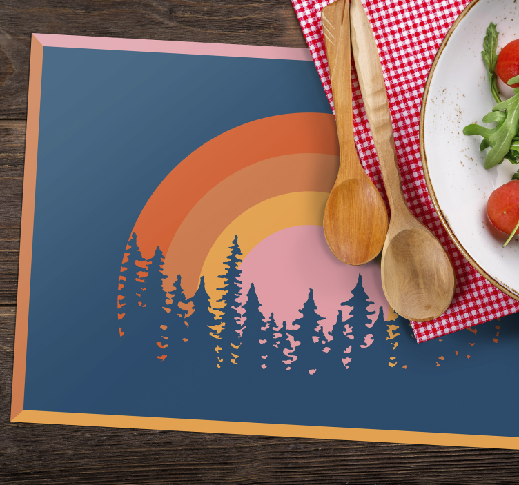 Originele placemat levendig regenbooglandschap - TenStickers