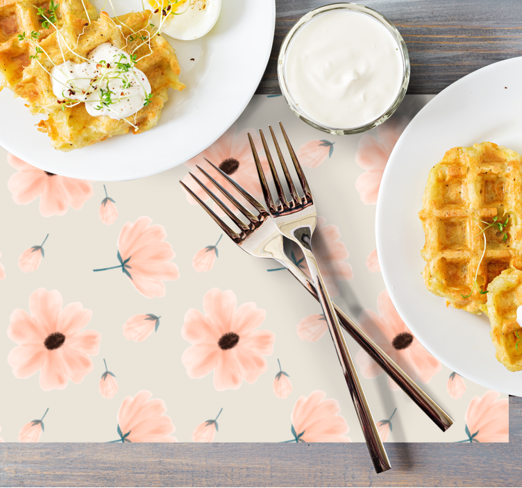 Originele placemat met bloem geïnspireerde tafelopstelling - TenStickers