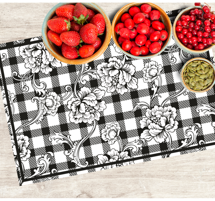 Originele placemat met bloemdessin ruitpatroon - TenStickers