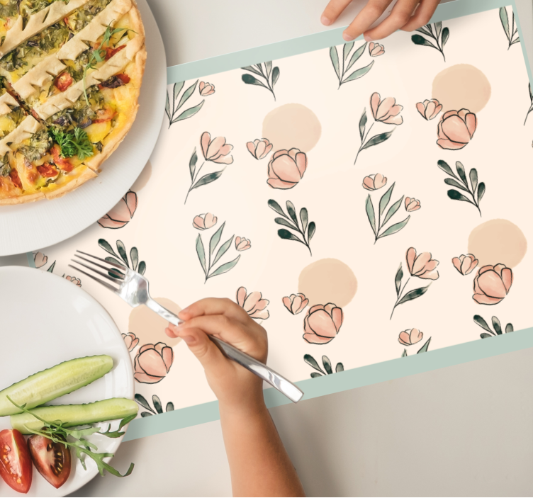 Originele placemat met bloemenmotief accent - TenStickers