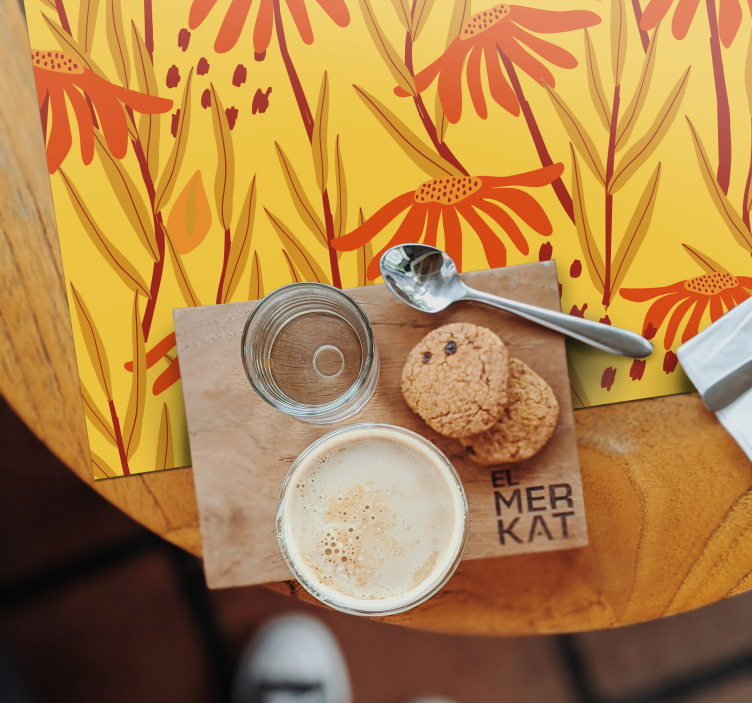 Originele placemat met bloemenpatroon geel - TenStickers