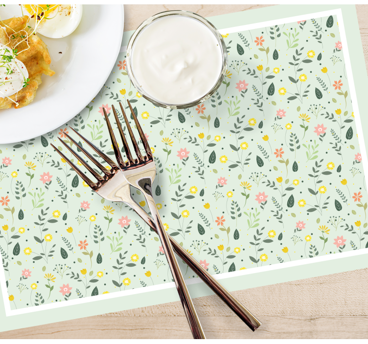 Originele placemat met bloemenpatroon tafelsetting - TenStickers