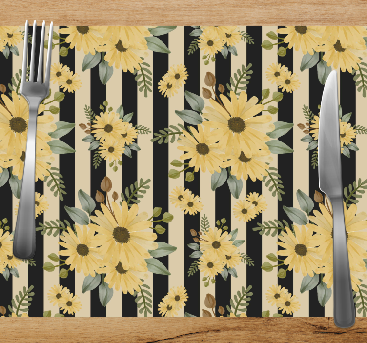 Originele placemat met bloemenstrepen patroon - TenStickers