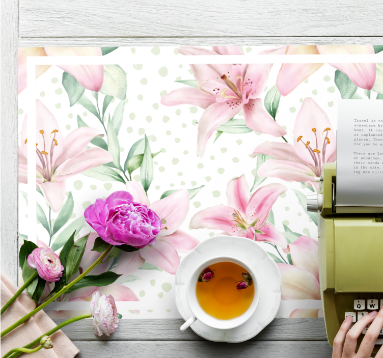 Originele placemat met bloemige lelie-arrangement - TenStickers