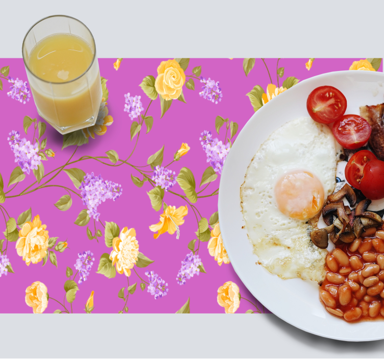 Originele placemat met bloemmotief in felle kleuren - TenStickers