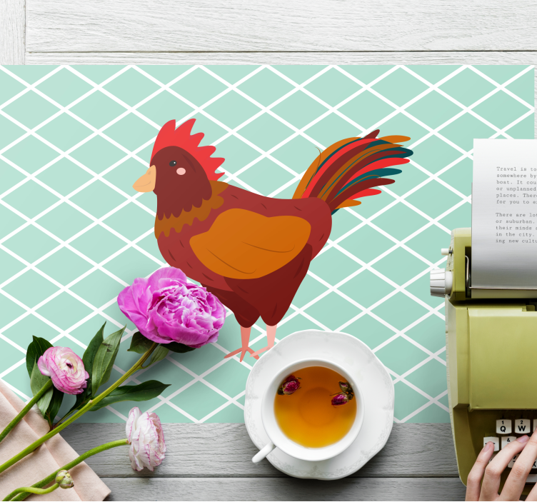 Originele placemat met charmante haan illustratie - TenStickers