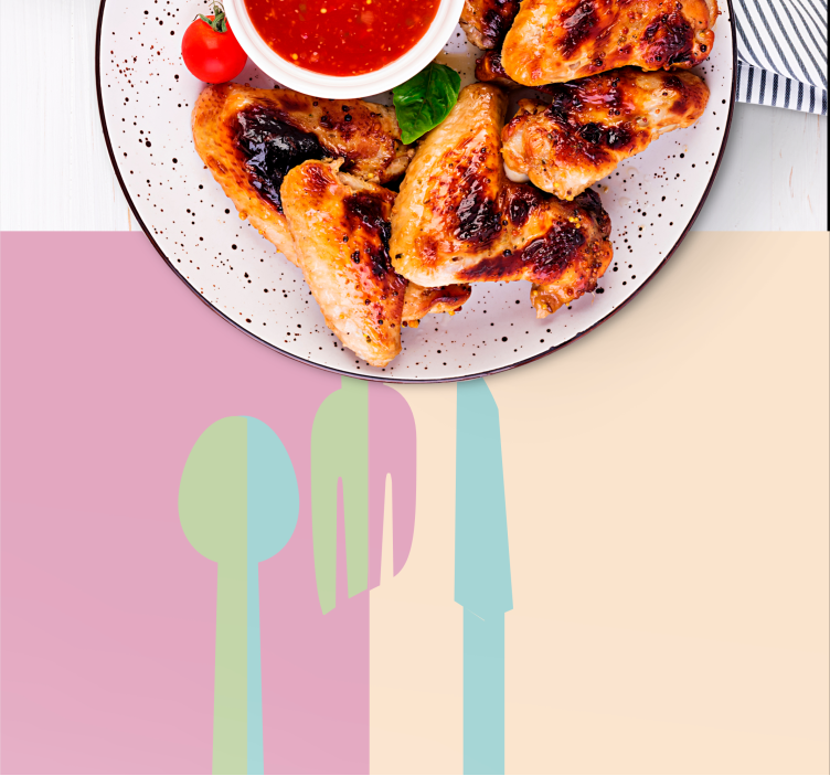 Originele placemat met gestileerde bestekelementen - TenStickers