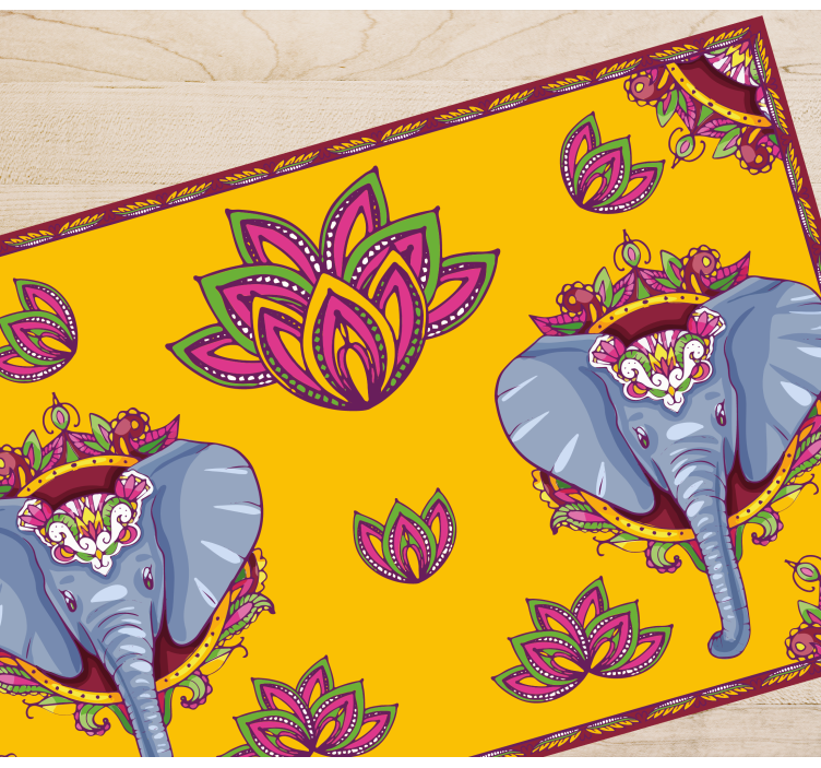 Originele placemat met olifant bloemenpatronen - TenStickers