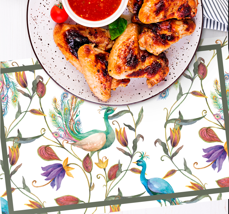 Originele placemat met pauwenbloemenpatroon - TenStickers