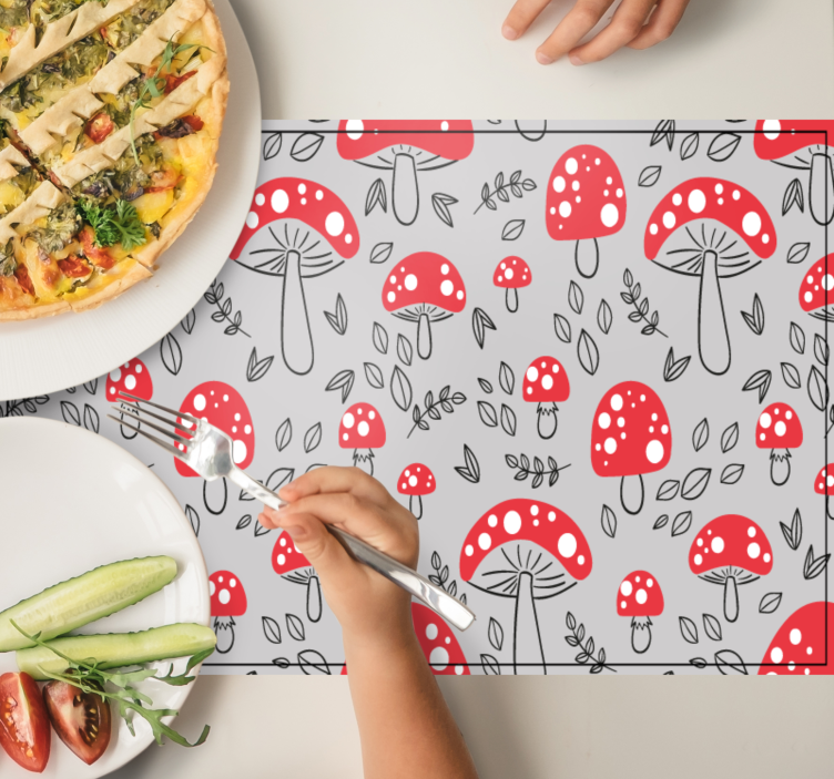 Originele placemat met rood paddenstoelenpatroon - TenStickers