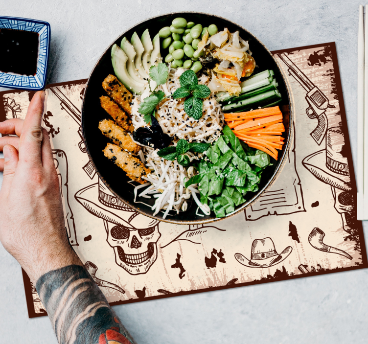 Originele placemat met schedel en cowboy thema's - TenStickers