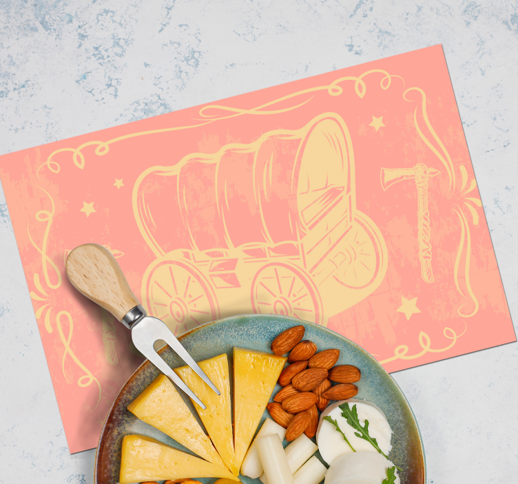 Originele placemat met vintage wagon illustratie - TenStickers