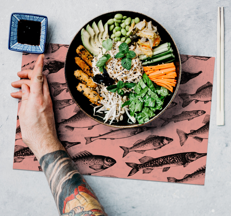 Originele placemat met vispatroon kunst - TenStickers