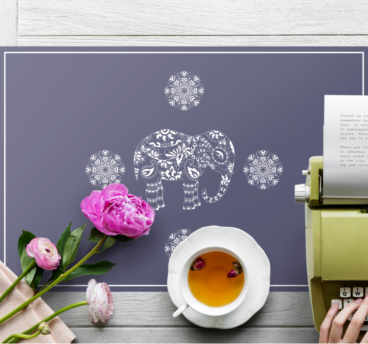 Originele placemat olifantenpatroon motief - TenStickers