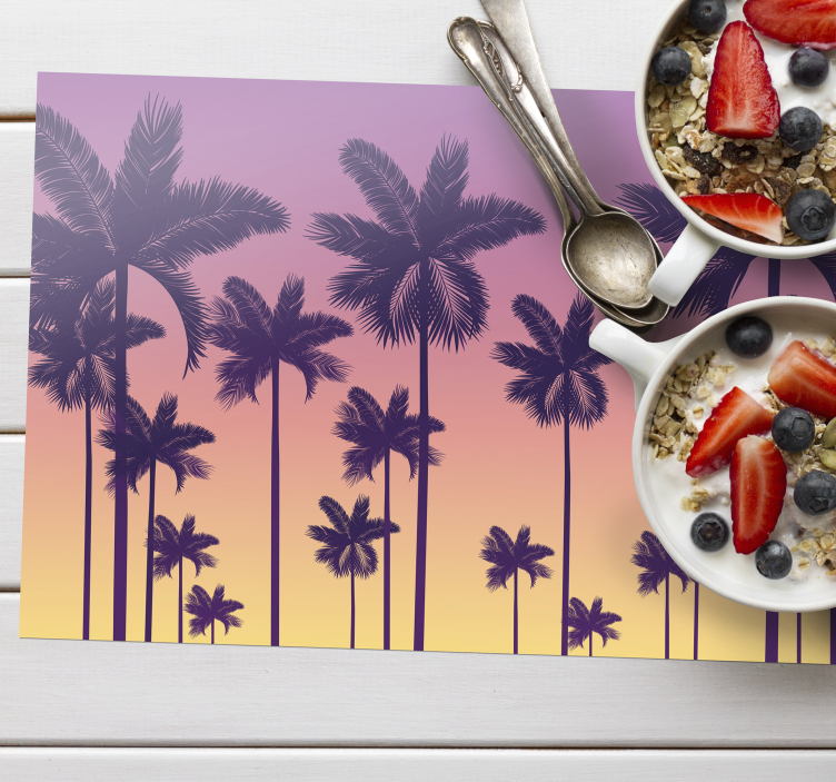 Originele placemat palmboom zonsondergang - TenStickers