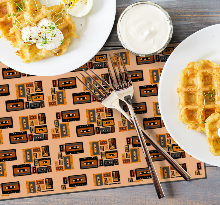 Originele placemat retro cassette patroon - TenStickers