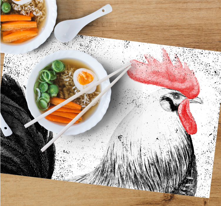 Originele placemat rooster illustratie - TenStickers