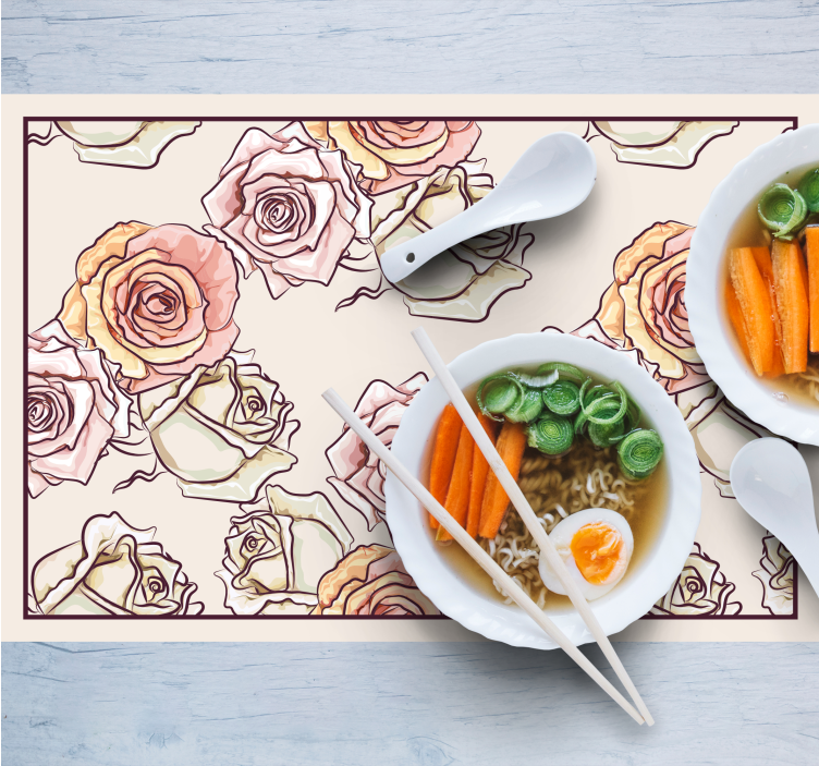 Originele placemat rozenbloemarrangement - TenStickers