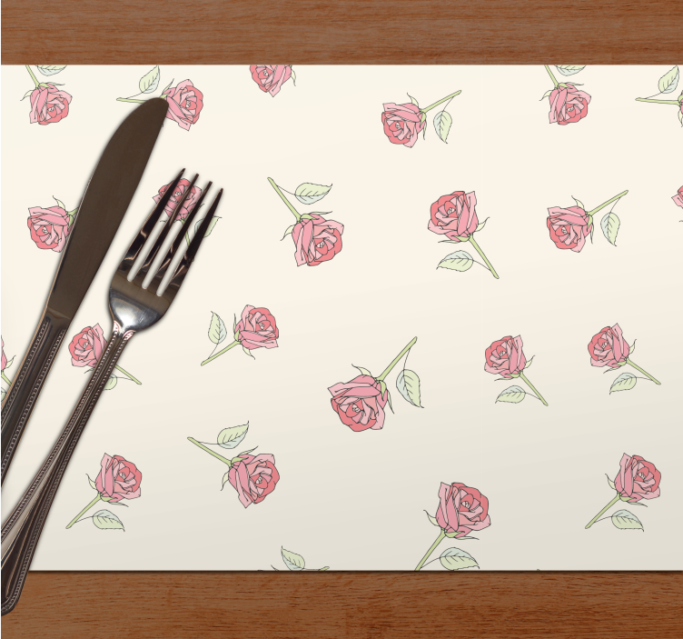 Originele placemat rozenbloemenpatroon - TenStickers